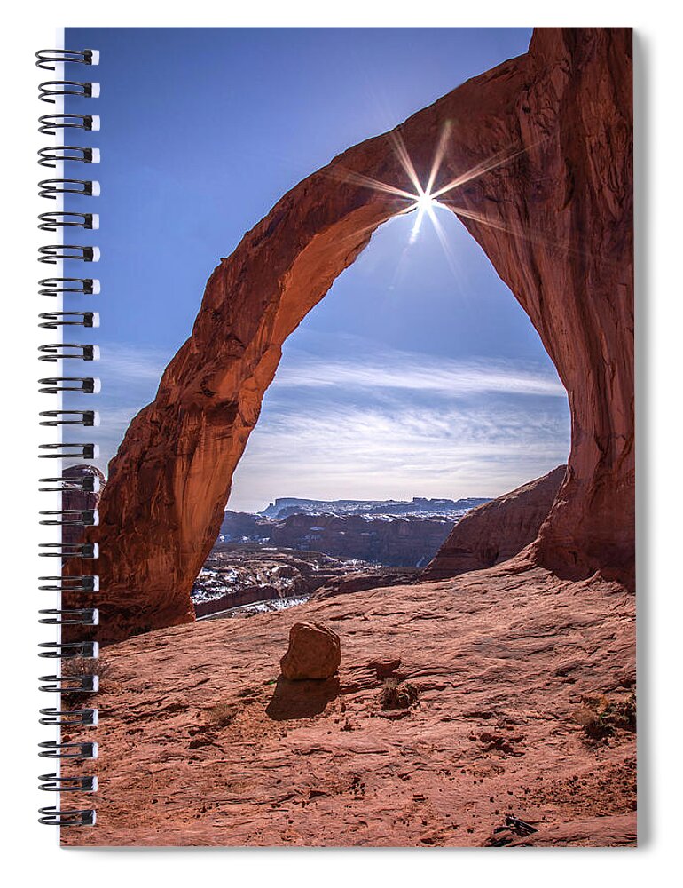 Utah Spiral Notebook featuring the photograph Corona Arch Sunburst by Dan Norris