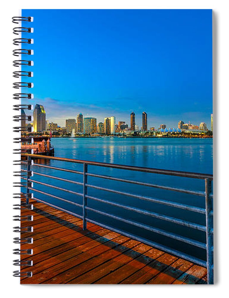 San Diego Spiral Notebook featuring the photograph Coronado Island and San Diego skyline by Benny Marty