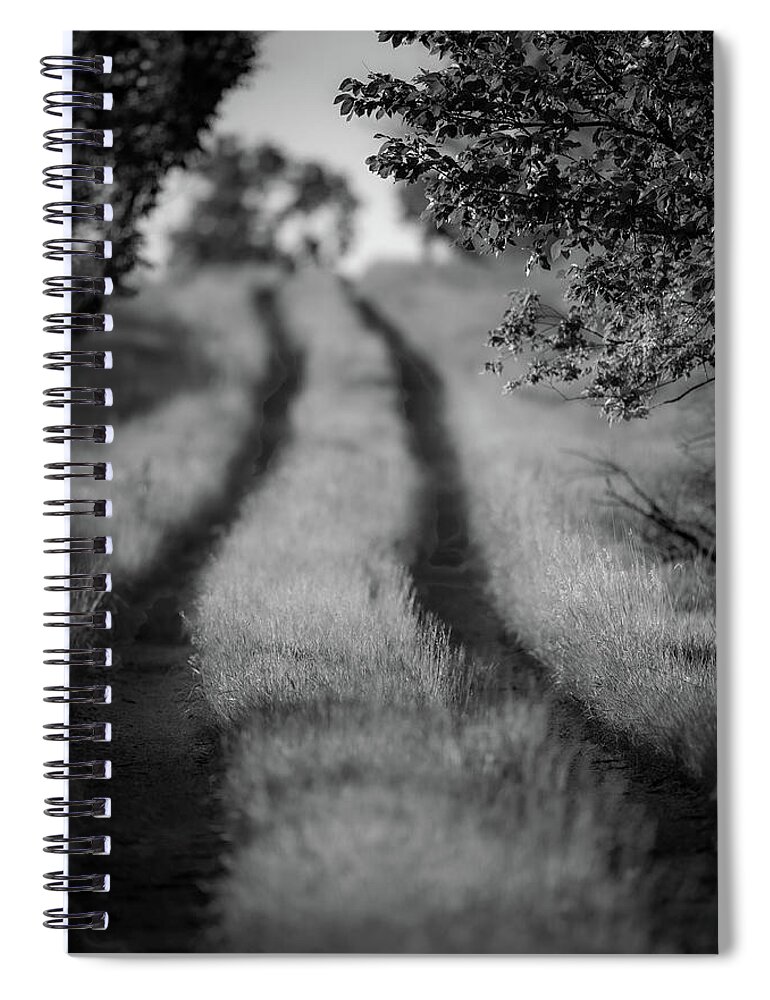 Black And White Spiral Notebook featuring the photograph Country Lane by Jeff Phillippi