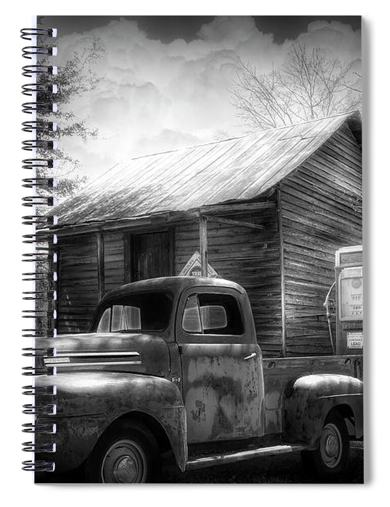 Black Spiral Notebook featuring the photograph Country Olden Days Black and White by Debra and Dave Vanderlaan