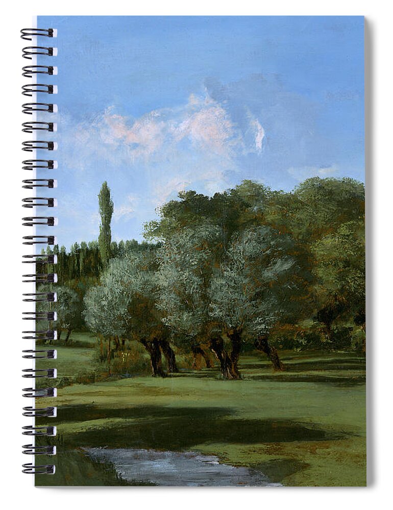 B1019 Spiral Notebook featuring the painting La Bretonnerie in the Department of Indre, 1856 by Gustave Courbet