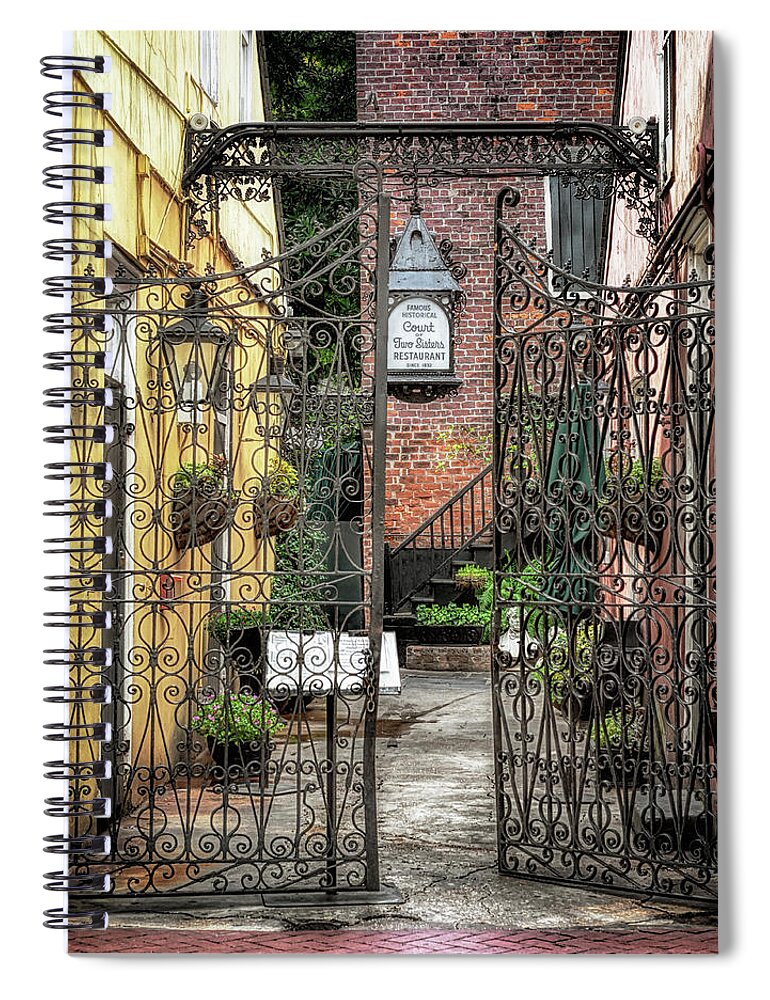 Architecture Spiral Notebook featuring the photograph Court of the Two Sisters Courtyard Gate by Susan Rissi Tregoning