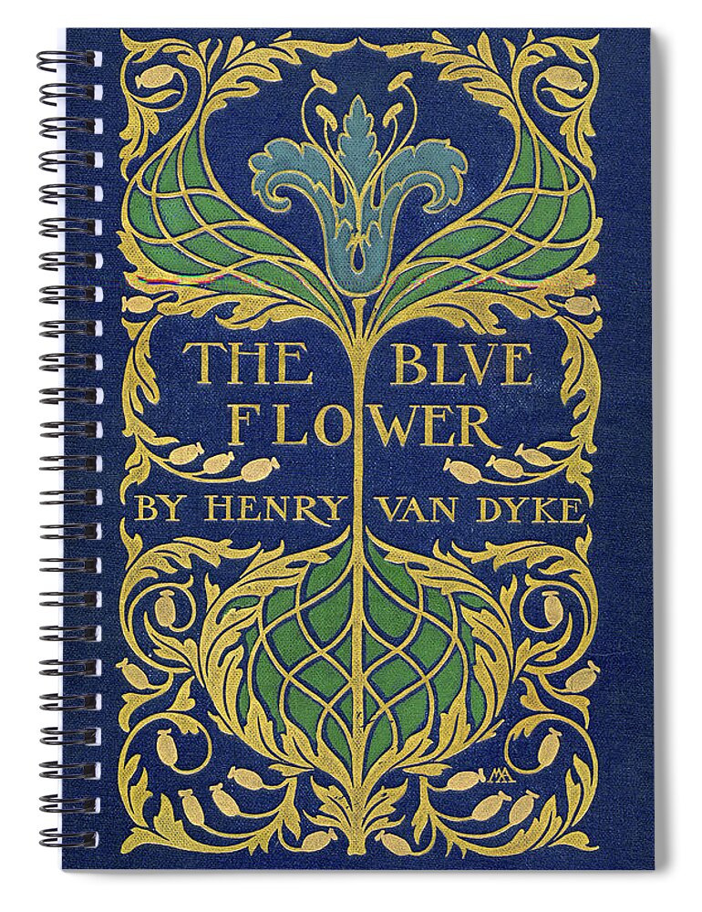Binding Design Spiral Notebook featuring the mixed media Cover design for The Blue Flower by Margaret Armstrong