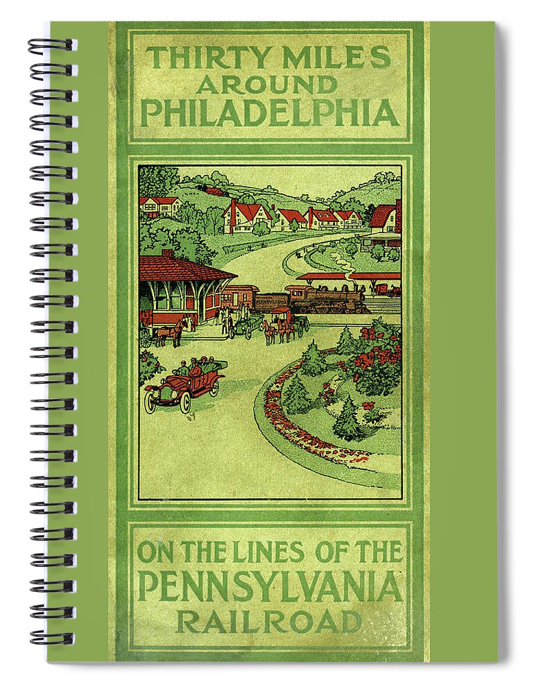 Philadelphia Spiral Notebook featuring the mixed media Cover of Thirty Miles Around Philadelphia by Unknown
