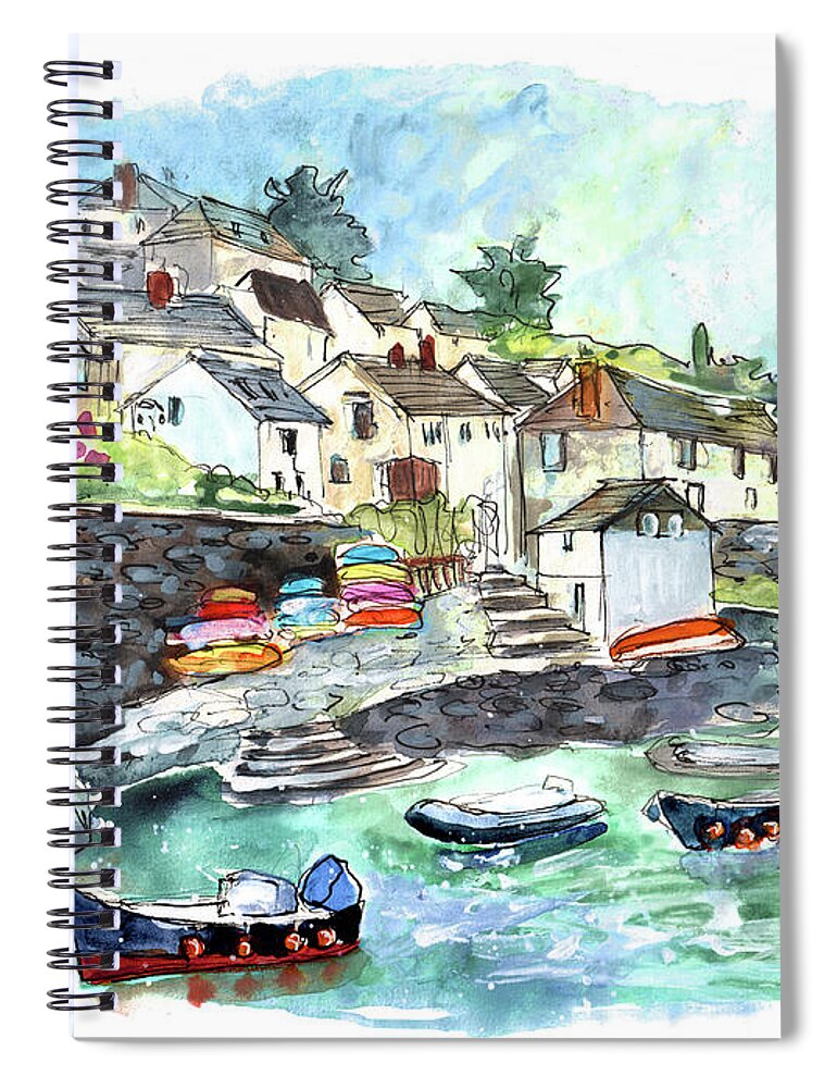 Travel Spiral Notebook featuring the painting Coverack On Lizard Peninsula 06 by Miki De Goodaboom