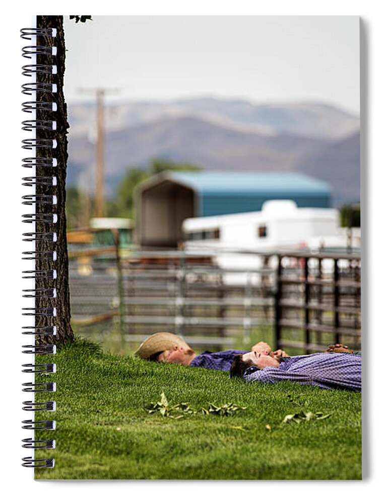 Cowboys Spiral Notebook featuring the photograph Cowboys Resting under a Tree by Diane Diederich