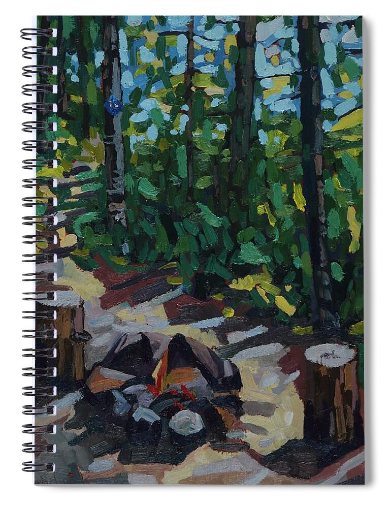 2173 Spiral Notebook featuring the painting CPAWS Campfire by Phil Chadwick