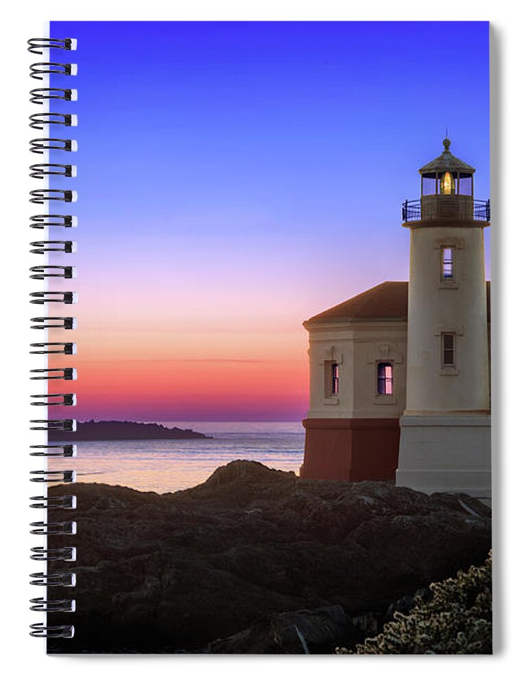 Lighthouse Spiral Notebook featuring the photograph Crab Boat At The Bandon Lighthouse by James Eddy