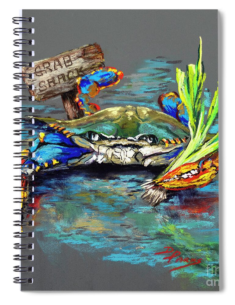 Blue Crab Spiral Notebook featuring the painting Crab Shack by Dianne Parks