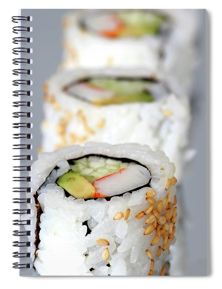 Lifestyles Spiral Notebook featuring the photograph Crab Sushi by Akaplummer