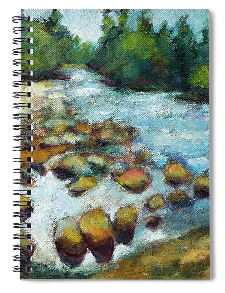 Landscape Spiral Notebook featuring the painting Crabtree Creek by Mike Bergen