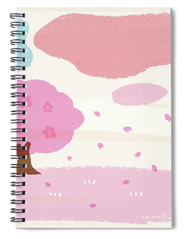 Season Spiral Notebook featuring the digital art Crayon Spring by Taichi k