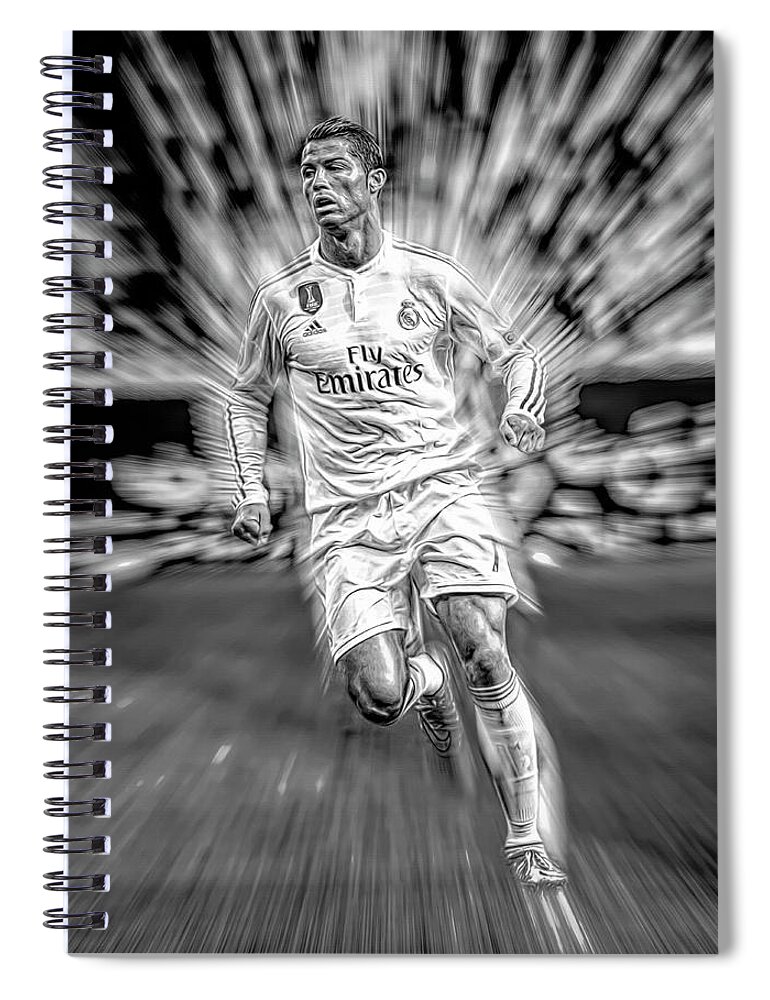 Cristiano Ronaldo Spiral Notebook featuring the mixed media Cristiano by Mal Bray