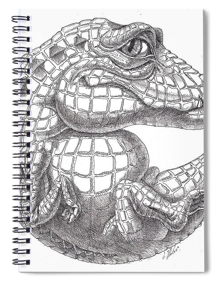 Figure Spiral Notebook featuring the drawing Crocodile by Victor Molev