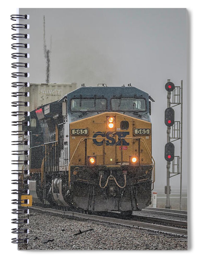 Railroad Spiral Notebook featuring the photograph CSX hot intermodal Q029 by Jim Pearson