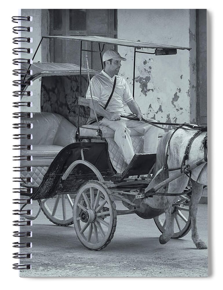 Havana Cuba Spiral Notebook featuring the photograph Cuban Horse Taxi by Tom Singleton