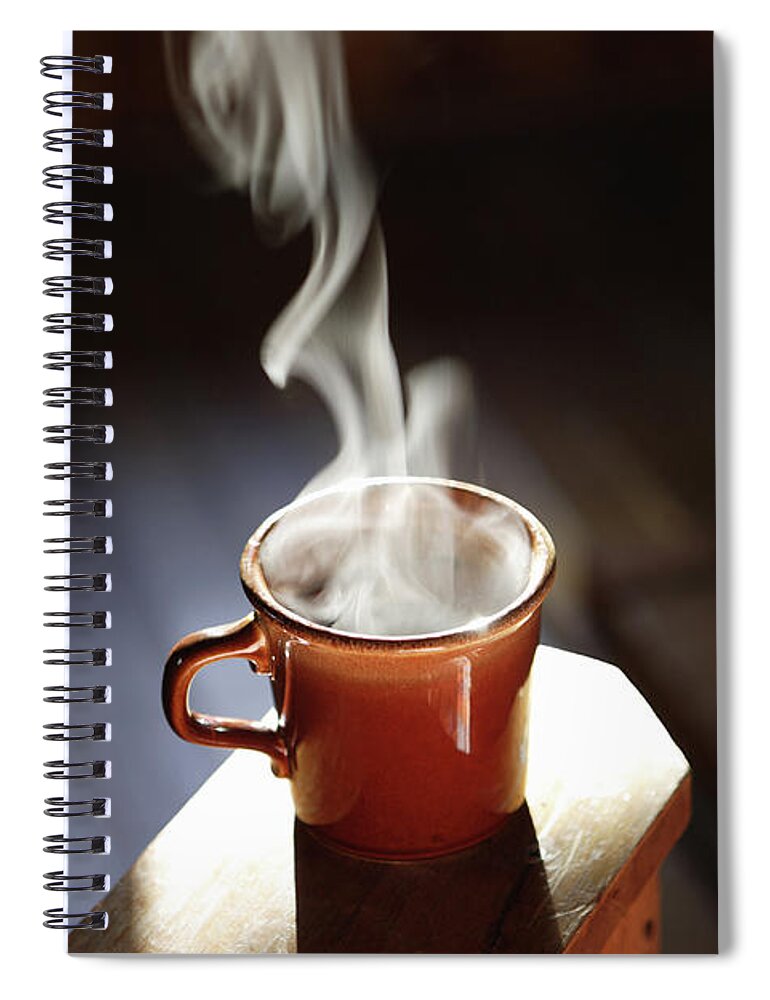 Single Object Spiral Notebook featuring the photograph Cup Of Steaming Coffee by Paul Taylor