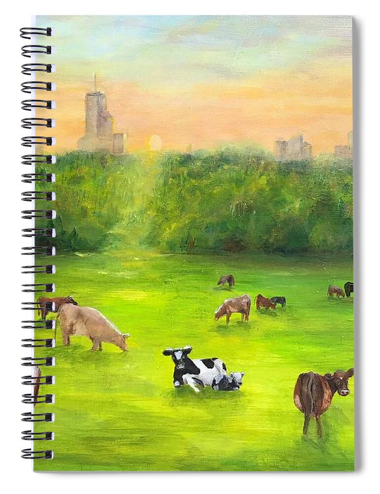 Curious Spiral Notebook featuring the painting Curious Cow by Deborah Naves
