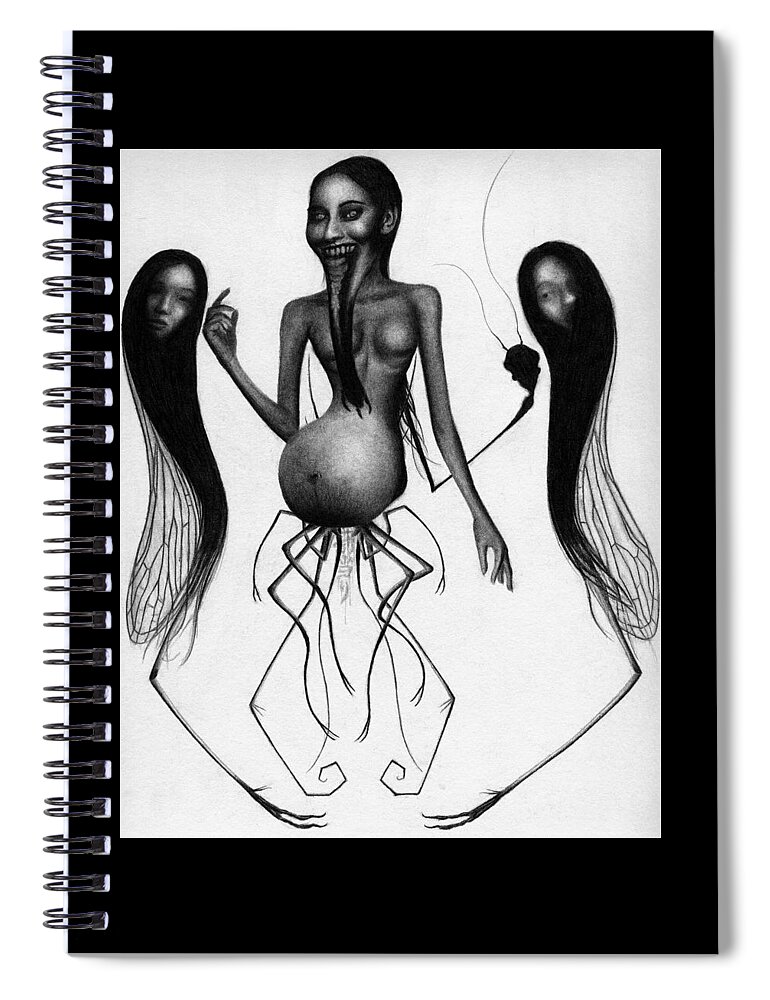 Horror Spiral Notebook featuring the drawing Cursebirther - Artwork by Ryan Nieves