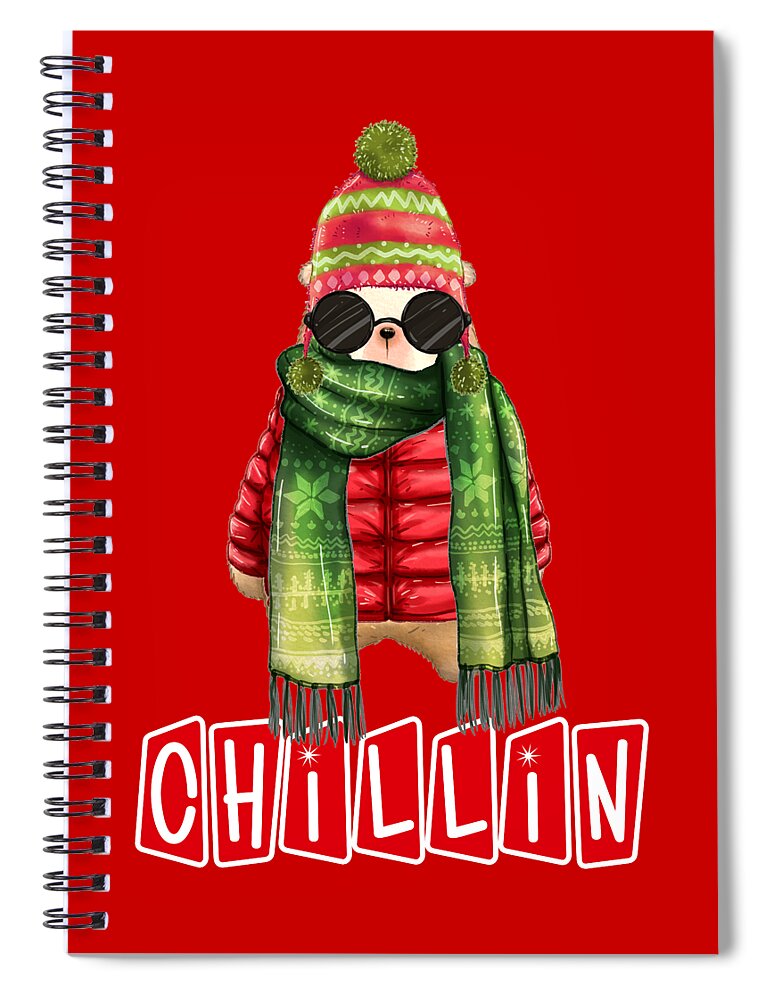 Funny Spiral Notebook featuring the digital art Cute Chillin Polar Bear in Winter Clothing by Doreen Erhardt