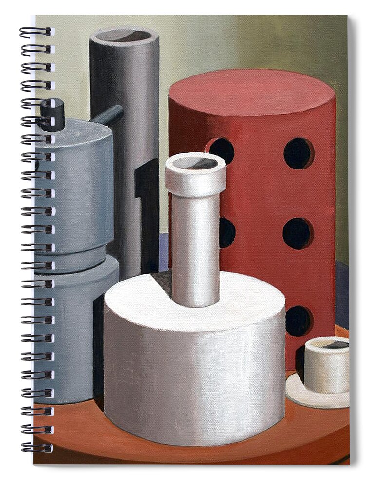  Spiral Notebook featuring the painting Cylindrism 2 by Andrea Vandoni