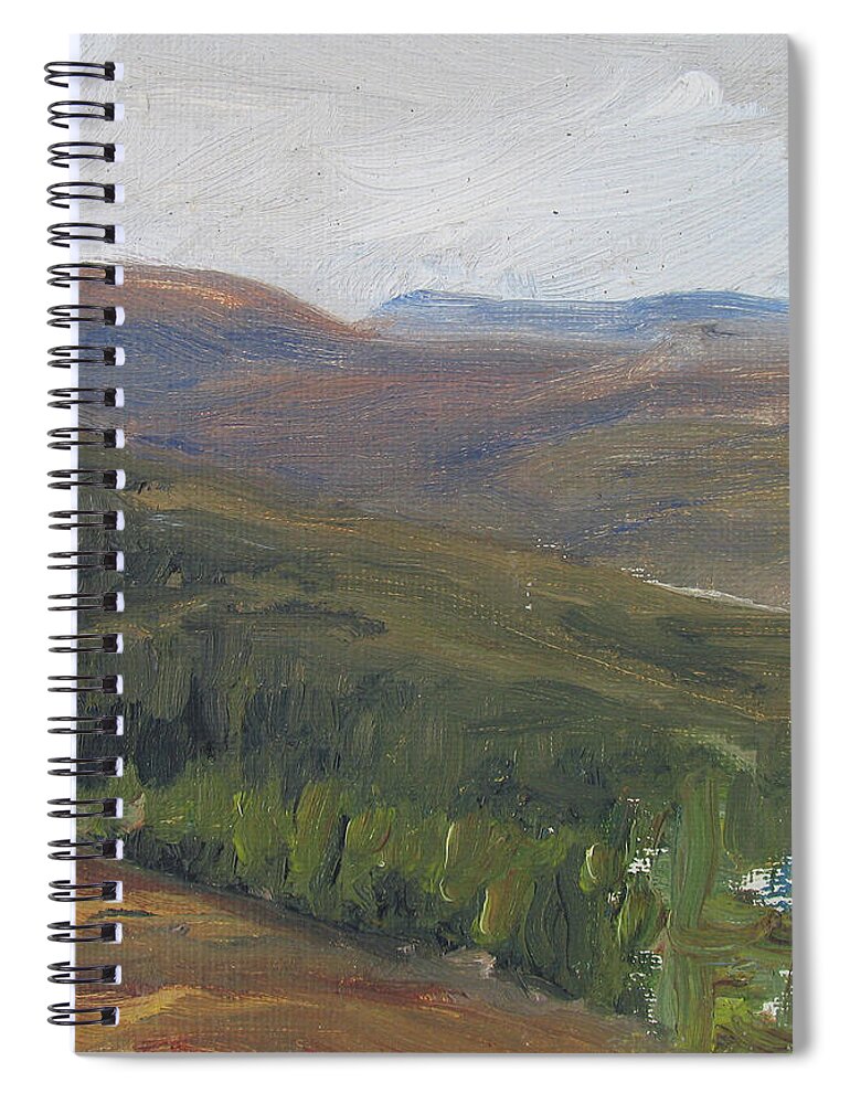 Landscape Spiral Notebook featuring the painting dagrar over salenfjallen- Shifting daylight over mountain ridges, 1 of 12_0034_60x60 cm by Marica Ohlsson