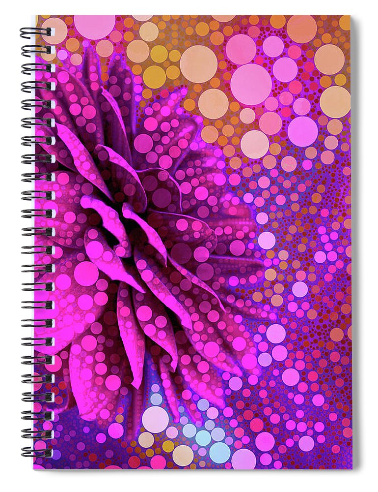 Dahlia Dots Spiral Notebook featuring the mixed media Dahlia Dots by Susan Maxwell Schmidt