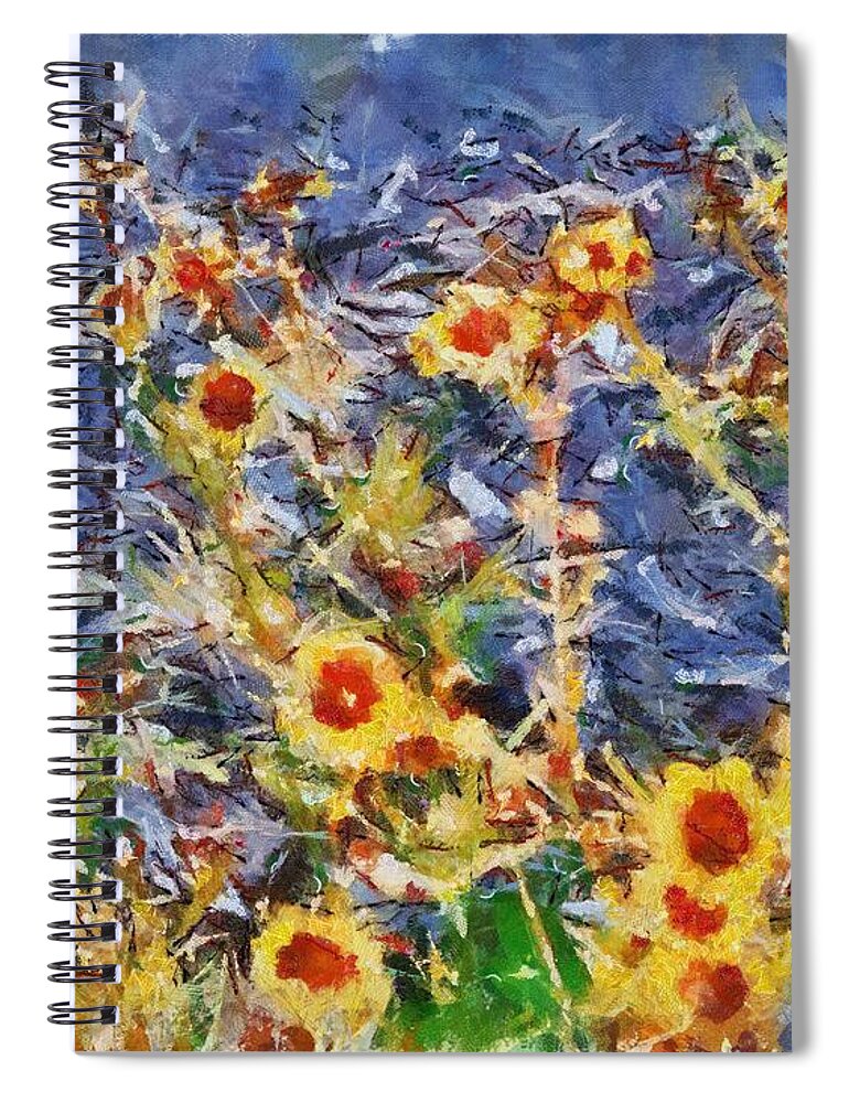 Daisies Spiral Notebook featuring the mixed media Daisies by Christopher Reed