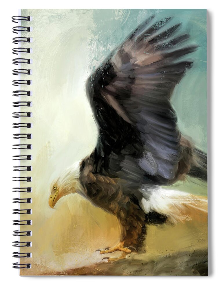 Colorful Spiral Notebook featuring the painting Dance Of The Bald Eagle by Jai Johnson