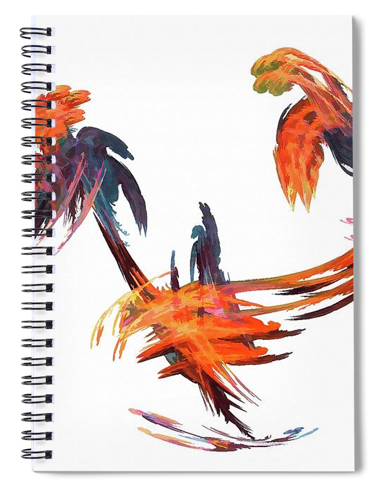 White Spiral Notebook featuring the digital art Dance of the Birds Orange by Don Northup