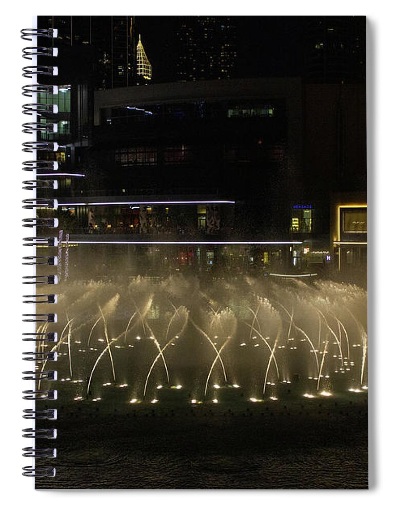 Dancing Dubai Fountain Spiral Notebook featuring the photograph Dancing Fountain by Rocco Silvestri