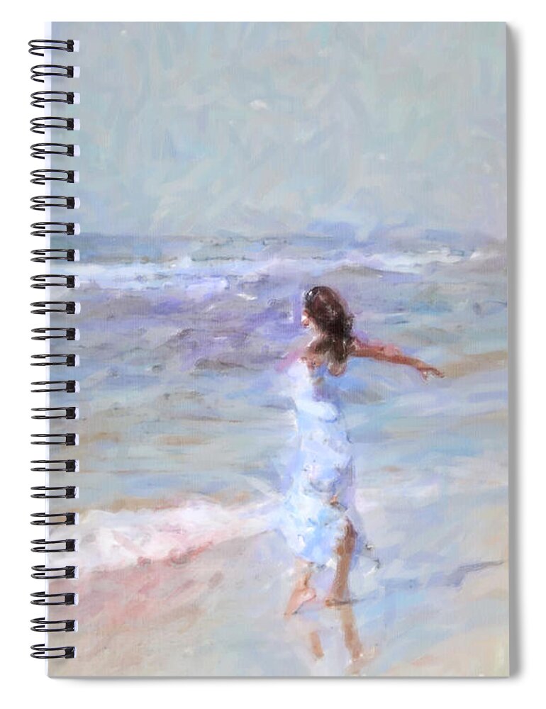 Impressionist Spiral Notebook featuring the painting Dancing on the sand by Chris Armytage