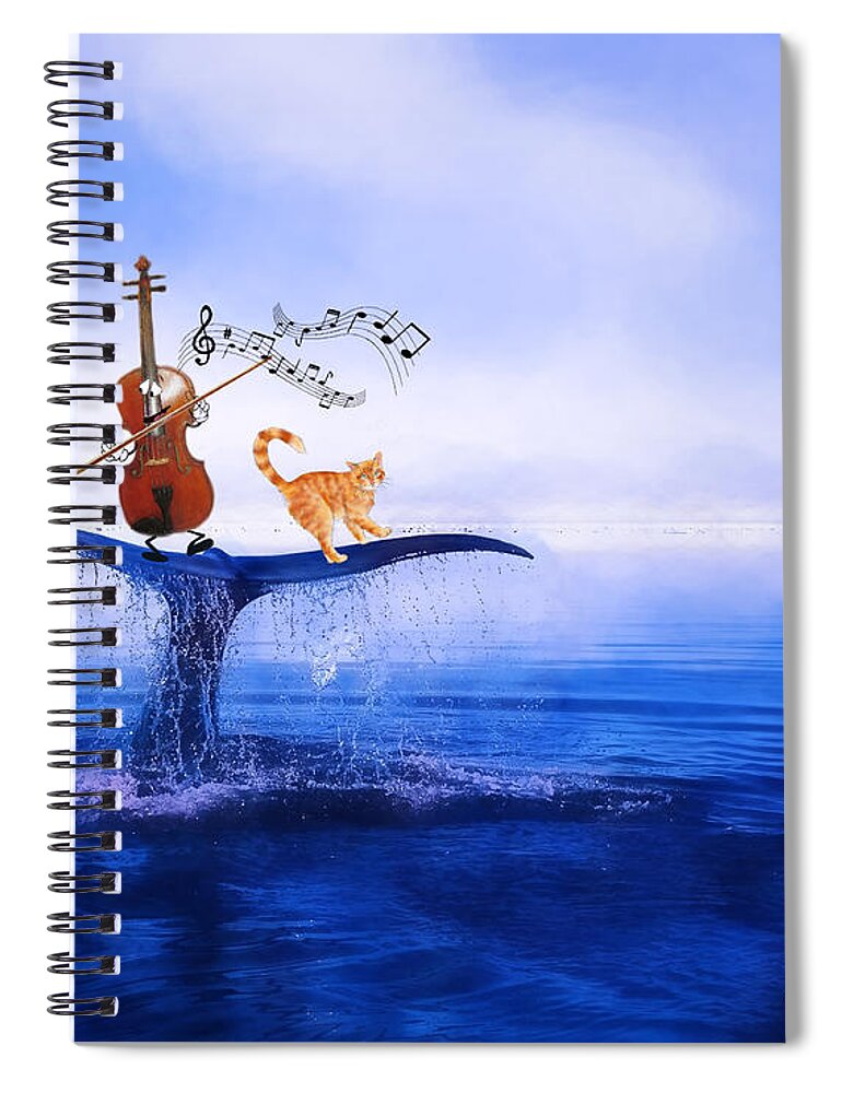Fiddles Spiral Notebook featuring the mixed media Dancing on Whale Tails by Colleen Taylor