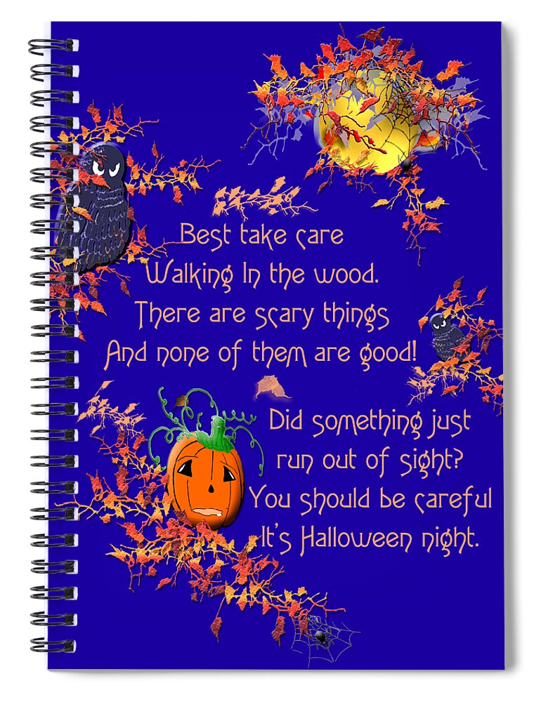 Holiday Spiral Notebook featuring the mixed media DarK, Scary Night by Belinda Landtroop