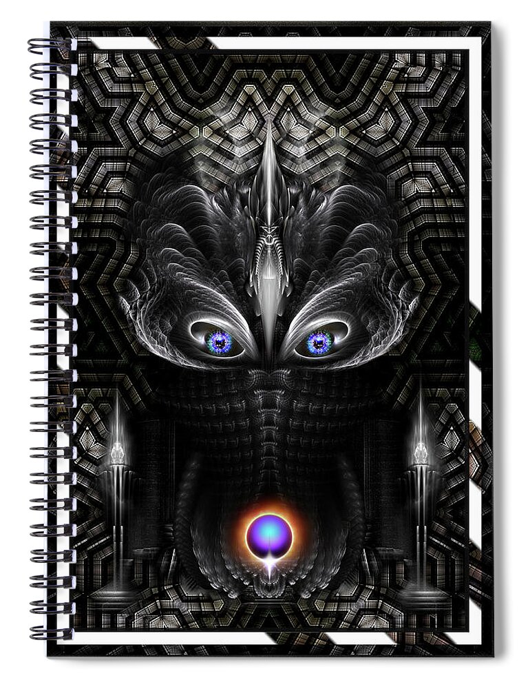 Warrior Spiral Notebook featuring the digital art Dark Warrior Sculpture Fractal Art by Rolando Burbon