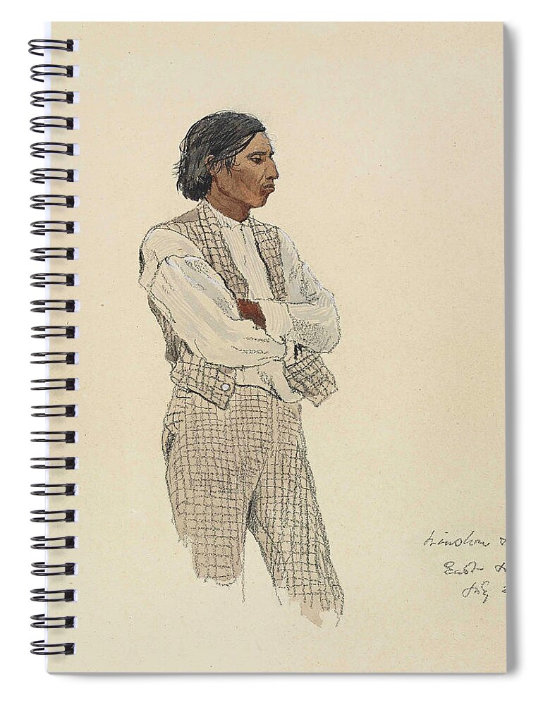 Winslow Homer Spiral Notebook featuring the drawing David Pharoah, The Last of the Montauks by Winslow Homer
