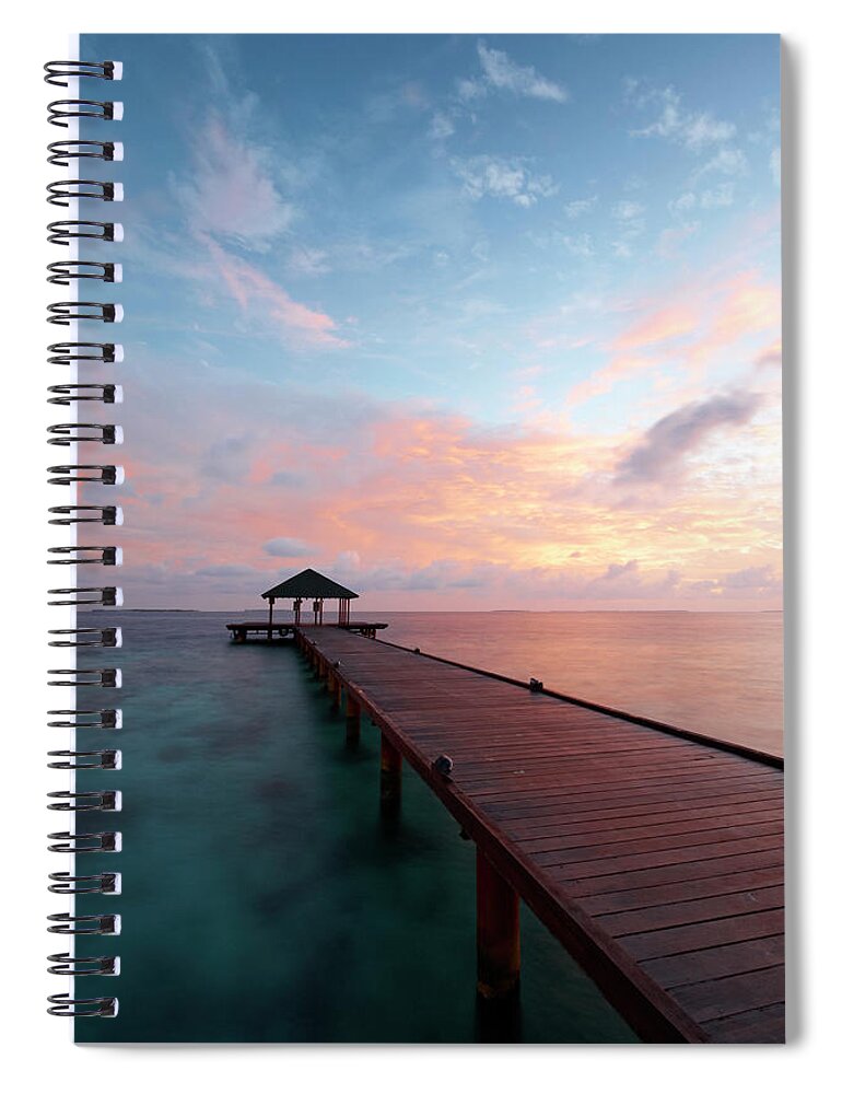 Dawn Spiral Notebook featuring the photograph Dawn In The Maldives by Simonbradfield