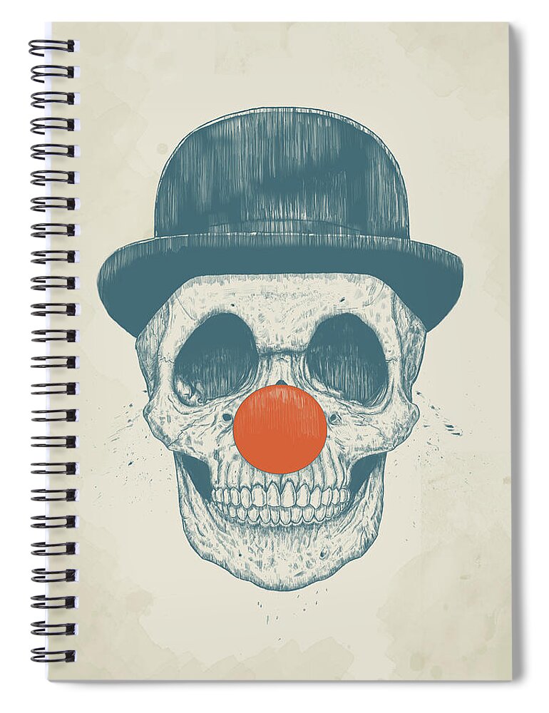 Skull Spiral Notebook featuring the drawing Dead Clown by Balazs Solti