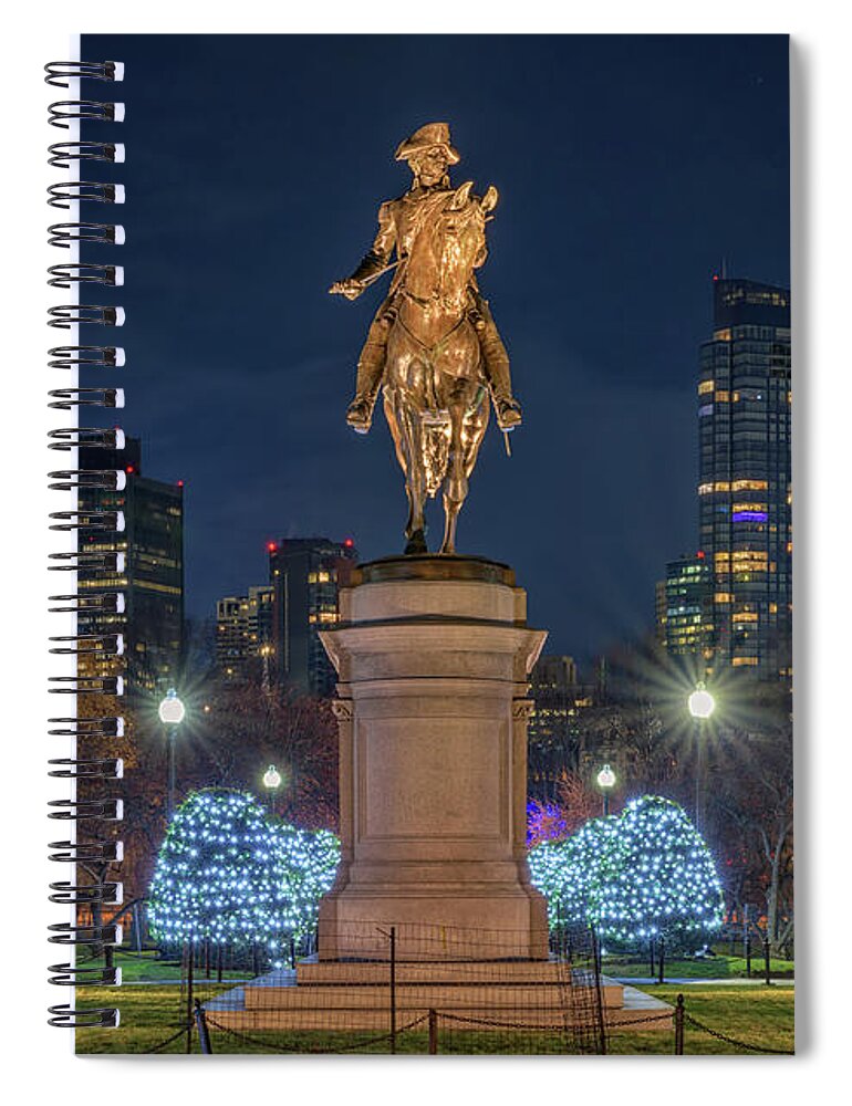 Boston Spiral Notebook featuring the photograph December Evening in Boston's Public Garden by Kristen Wilkinson