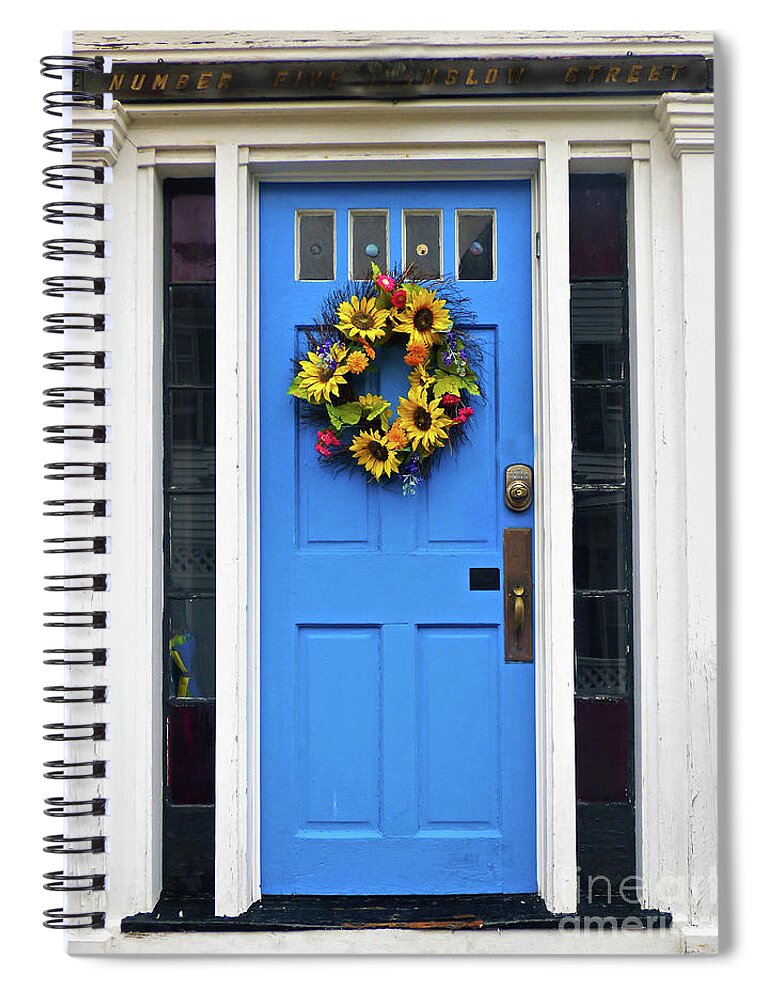 Architecture Spiral Notebook featuring the photograph Decorated Blue Door by Sharon Williams Eng