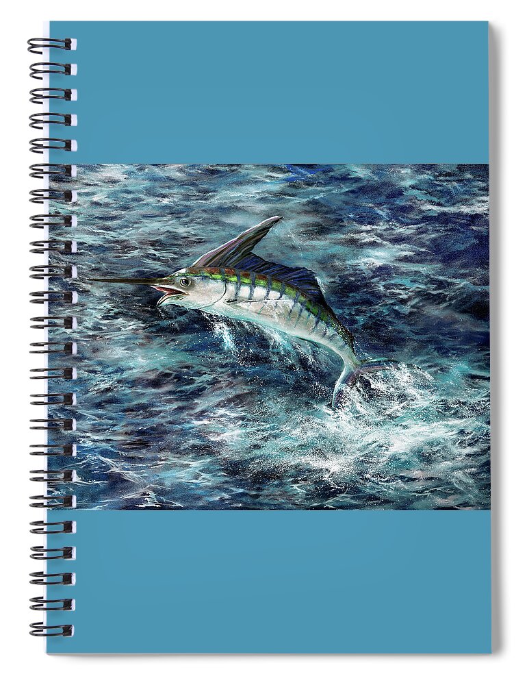 Ocean Spiral Notebook featuring the painting Deep Blue Marlin by Lynne Pittard