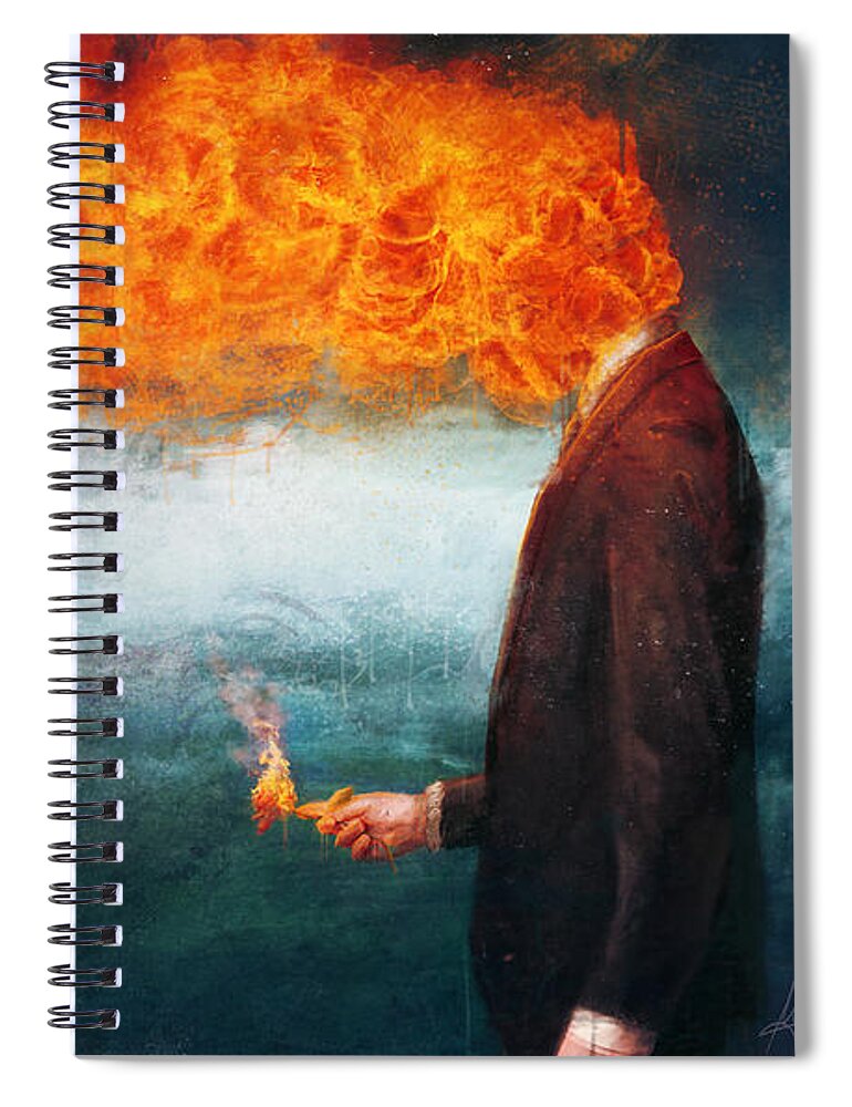 Fire Spiral Notebook featuring the painting Deep by Mario Sanchez Nevado