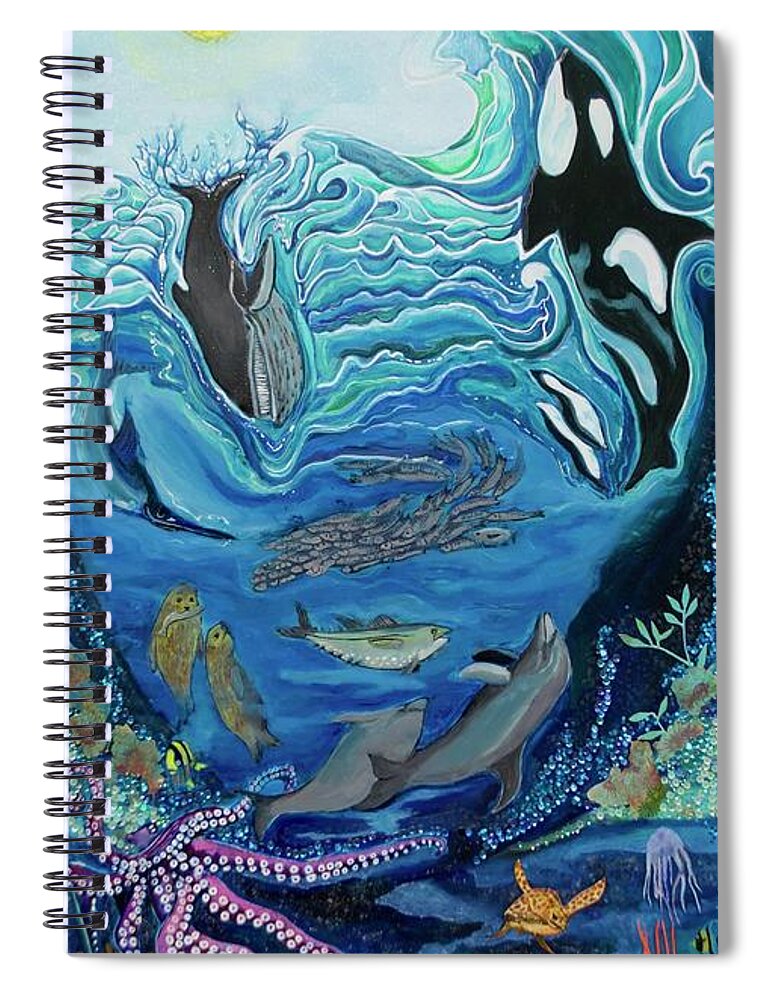 Ocean Spiral Notebook featuring the painting Deep Sea Treasures by Patricia Arroyo