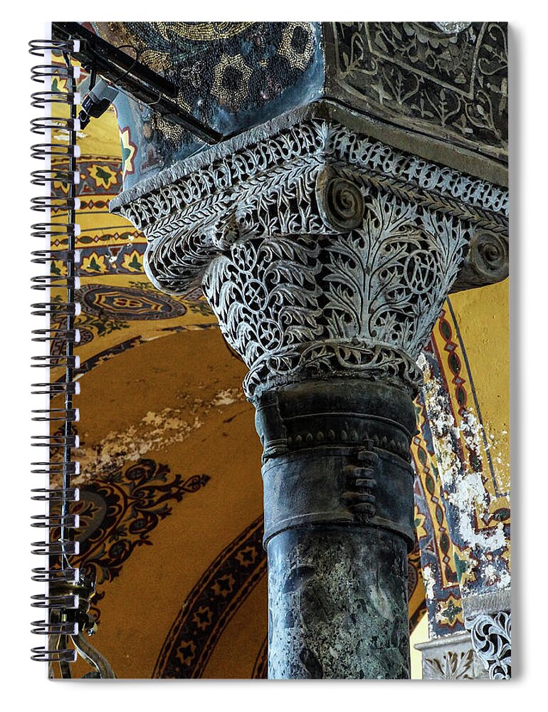 Ayasofya Spiral Notebook featuring the photograph Deeply undercut Corinthian columns by Steve Estvanik