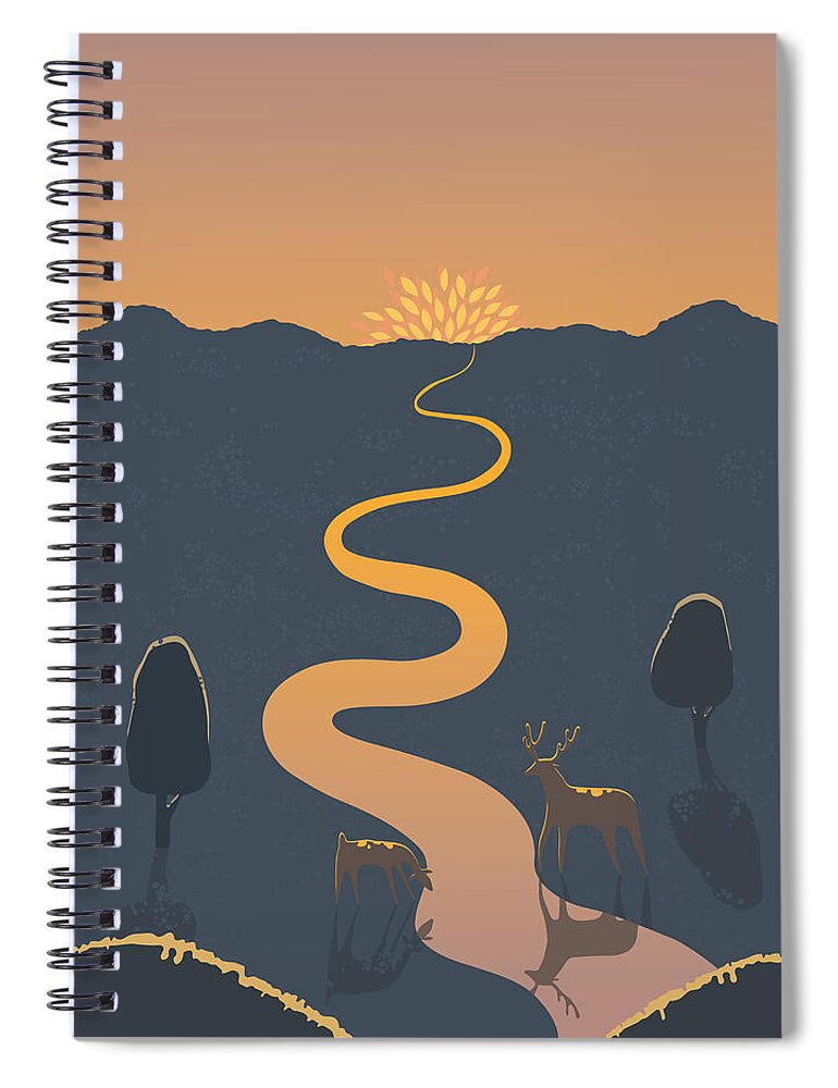Scenics Spiral Notebook featuring the digital art Deers by Nadya Emelyanova
