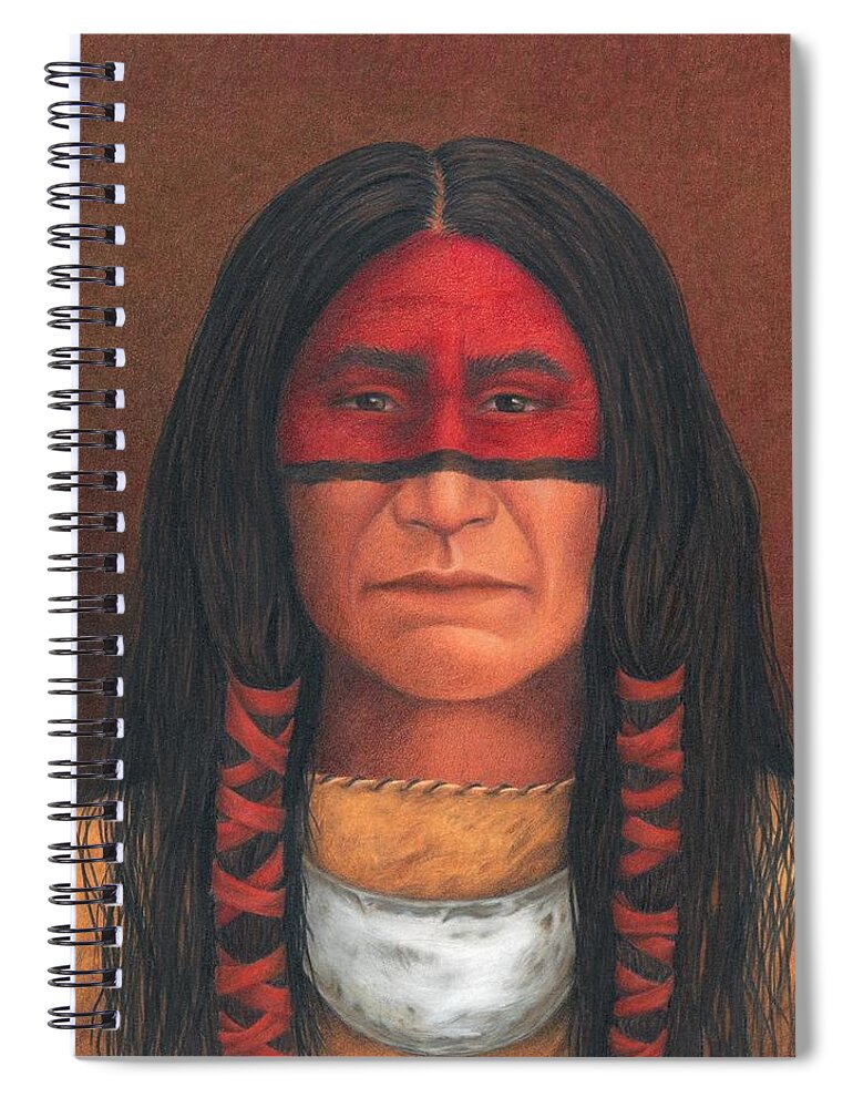 Native American Portrait. American Indian Portrait. Spiral Notebook featuring the painting Delaware Warrior by Valerie Evans