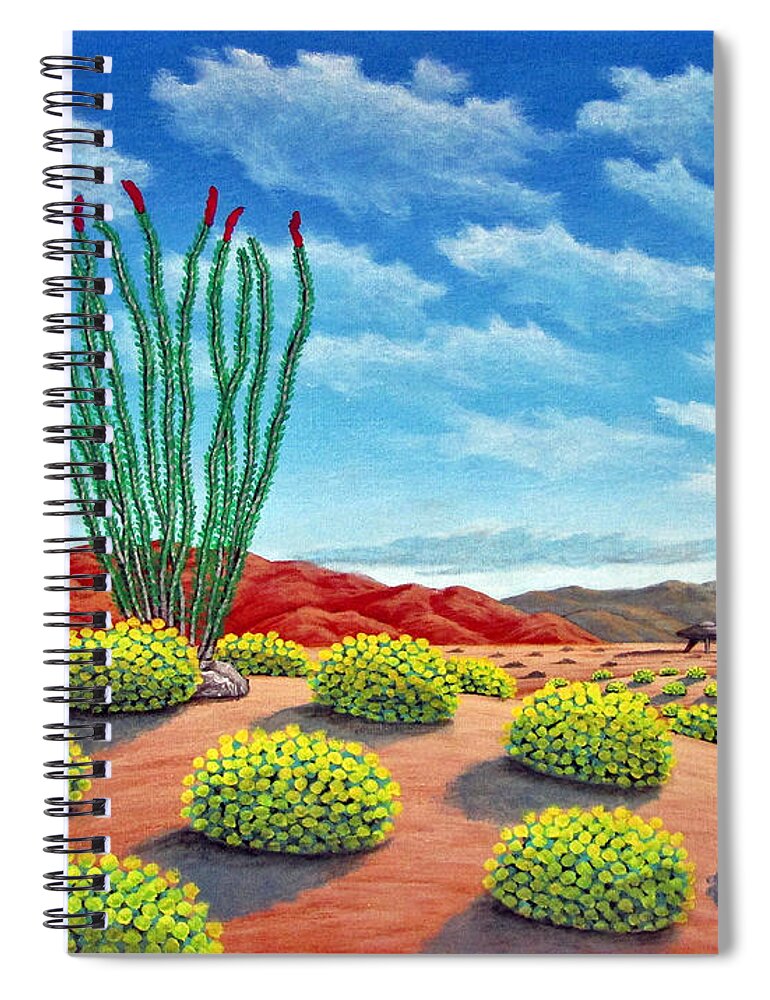 Desert Spiral Notebook featuring the painting Desert Landing by Snake Jagger