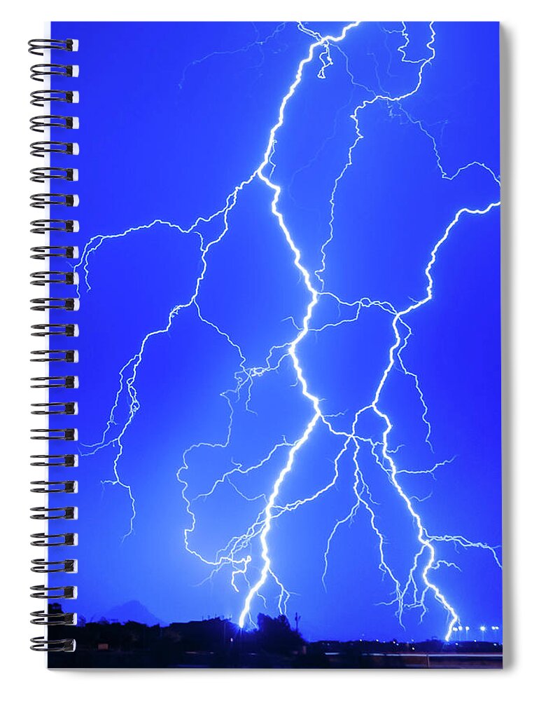 Lightning Spiral Notebook featuring the photograph 1105 Desert Lightning by Kenneth Johnson