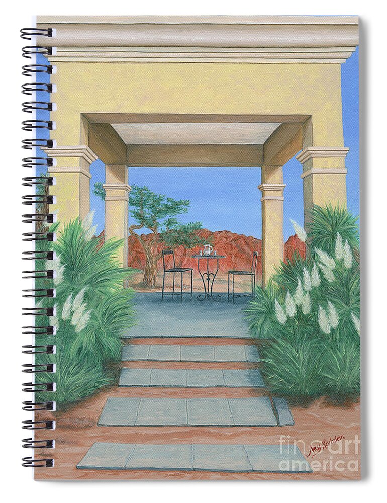 Desert Spiral Notebook featuring the painting Desert Oasis by Aicy Karbstein