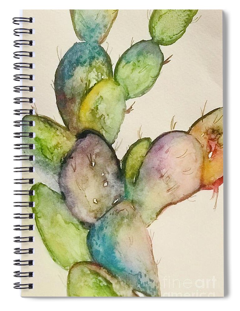 Cactus Spiral Notebook featuring the painting Desert Teal by Sherry Harradence